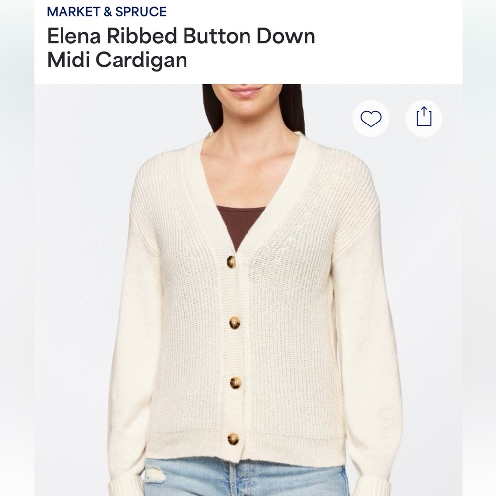 🍁Market & Spruce Cream Ribbed Button-Down Cardigan🍁